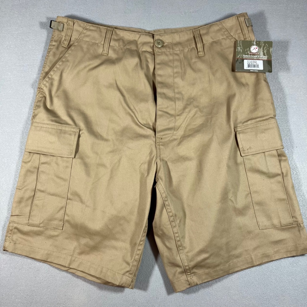 Rothco BDU Cargo Shorts Khaki Mens Medium Regular Adjustable Waist Tactical NWT